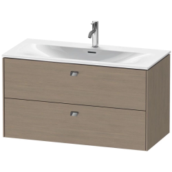 Тумба под раковину Duravit Brioso, 102х47,9х55,5 см, подвесная, 2 выдвижных ящика, ДСП, цвет: дуб терра/хром, шкафчик навесной, механизм доводчика, прямоугольная, правая/левая, в ванную комнату