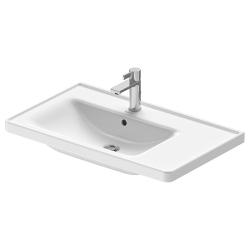 Раковина DURAVIT D-Neo WonderGliss 80х48х17 см, подвесная, прямоугольная, санфарфор, с крылом, чаша слева,  цвет белый, с 1 отверстием под смеситель, антигрязевое покрытие, слив/перелив, левая