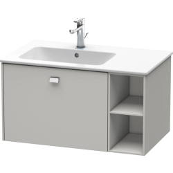 Тумба под раковину Duravit Brioso, 82х47,9х44,2 см, подвесная, 1 выдвижной ящик, с открытой полкой слева, ДСП, цвет: бетонно-серый/хром, шкафчик навесной, механизм доводчика, прямоугольная, левая, в ванную комнату