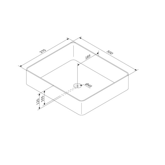 Раковина накладная 50 AM.PM Func 500х370х125 мм фарфоровая, прямоугольная, цвет белый, без отверстия под смеситель, без слив-перелива