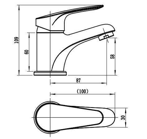 Смеситель для раковины/умывальника Voda Land однорычажный, неповоротный, фиксированный, длина излива 87 мм, высота излива 58 мм латунь, цвет хром