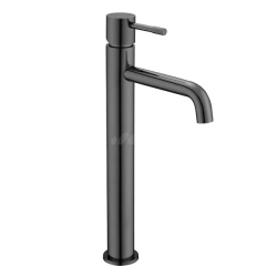 Смеситель для раковины/умывальника Boheme Uno, однорычажный, неповоротный, керамический, высокий, длина излива 145 мм, латунь, цвет оружейная сталь