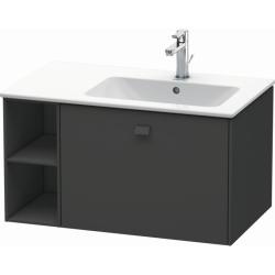 Тумба под раковину Duravit Brioso, 82х47,9х44,2 см, подвесная, 1 выдвижной ящик, с открытой полкой справа, ДСП, цвет: графит матовый, шкафчик навесной, механизм доводчика, прямоугольная, правая, в ванную комнату