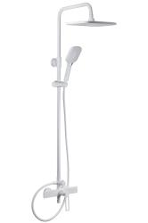 Душевая система Maxonor PURE LIFE ASKET, настенная, цвет белый матовый, комплект: однорычажный смеситель/излив/тропический душ (с верхней лейкой)/штанга/лейка/шланг, латунь, наружного монтажа