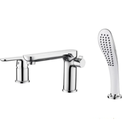 Смеситель для ванны/душа LEDEME на борт ванны, однорычажный, неповоротный, латунный, длина излива 212 мм, латунь, цвет хром