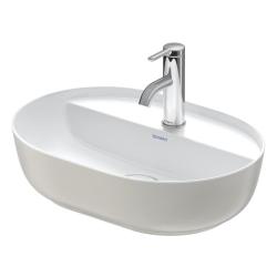 Раковина DURAVIT Luv WonderGliss 50х35х14 см, накладная, овальная, санфарфор, цвет белый глянцевый/серый матовый, 1 отверстие под смеситель, антигрязевое покрытие, без перелива