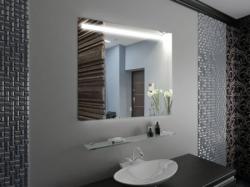 Зеркало Azario 100х70 см, с LED/ЛЕД-подсветкой, прямоугольное, выключатель сенсорный, диммер, часы, для ванны, навесное/подвесное/настенное