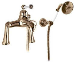 Смеситель для ванны/душа Cezares Margot, на борт ванны, однорычажный, неповоротный, длина 123 мм, керамический, латунь, цвет бронза
