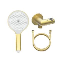 Душевой гарнитур Raglo R476.42.03 комплект: ручной душ 3 режима/держатель для душа/шланг для душа 150 см, латунь/пластик, цвет сатин золотой, (с подключением шланга)