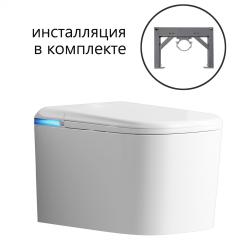 Комплект ABBER подвесной электронный унитаз-биде Rechteck 550х380х370 мм цвет белый, LED дисплей, пульт, сиденье микролифт AC1216S с инсталляцией AC0101P2