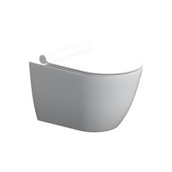 Унитаз подвесной Damixa Scandinavian Pure, цвет белый, горизонтальный (прямой, в стену) выпуск, безободковый, санфарфор, с сиденьем микролифт, дюропласт, под скрытый бачок