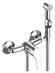 Смеситель с гигиеническим душем Voda Tide настенный, однорычажный, керамический, без излива, с гибким шлангом/лейкой, латунь, цвет хром TD80H