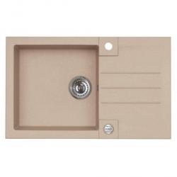 Мойка кухонная ALVEUS ROCK 130 GRANITAL BEIGE-G55 78x48x18 см, врезная/встраиваемая сверху, с крылом, искусственный гранит, прямоугольная, цвет бежевый, с отверстием под смеситель и для кнопки клапан-автомат