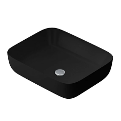 Раковина накладная 51 AM.PM Func 510х135х405 мм фарфоровая, прямоугольная, цвет черный матовый, без отверстия под смеситель, без слив-перелива