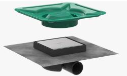 Трап Hansgrohe RainDrain Spot 150х150, для душа, точечный, для облицовки плиткой, на пол, 22,6х22,6 см, с гидрозатвором, горизонтальный выпуск, нержавеющая сталь/пластик, квадратный