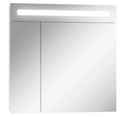 Зеркальный шкаф Домино Аврора 70, 722х148х720 мм, с LED/ЛЕД-подсветкой, подвесной, цвет белый, зеркало, 2 распашные дверцы, прямоугольный
