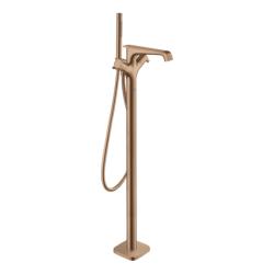 Смеситель для ванны Axor Citterio E термостатический, напольный, неповоротный, латунный, длина излива 19 см, цвет шлифованное красное золото, с душевым шлангом/держателем/лейкой