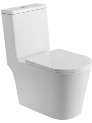 Унитаз-моноблок BelBagno Tre, цвет белый, горизонтальный (в стену) выпуск, напольный, со смывом Торнадо, с сиденьем микролифт, дюропласт, безободковый, чаша с бачком