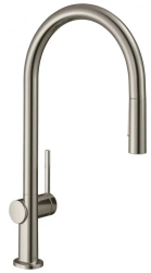 Смеситель для кухни/мойки Hansgrohe Talis M54, 210 2jet, однорычажный, керамический, с поворотным/вытяжным изливом, длина 22,3 см, латунь, цвет под сталь
