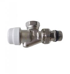 Клапан терморегулирующий Kromwell 1/2" вн/нр. прямой, (вентиль) осевой, с полусгоном, для радиатора отопления, латунный, никелированный