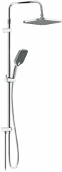 Душевой гарнитур Damixa Gala высота 1050-1450 мм, цвет хром, без смесителя, комплект: тропический душ прямоугольный (с верхней лейкой)/стойка/лейка/шланг, настенная, латунь/пластик