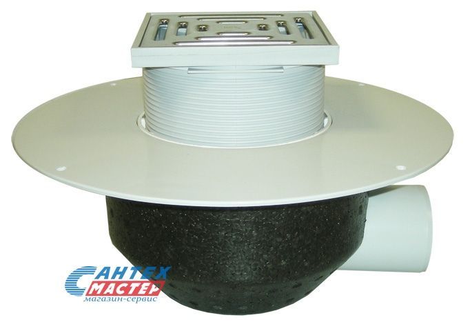 Кровельная воронка Ду75 для ПВХ-мембран, эксплуатируемой кровли, с горизонтальным выпуском, HL 64BP/7