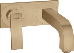 Смеситель для раковины Axor Citterio, однорычажный с рычаговой рукояткой, настенный/встраиваемый, скрытого монтажа, фиксированный излив, длина излива 22 см, керамический, латунь, цвет шлифованная бронза, с панелью
