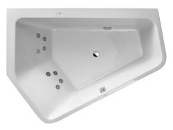 Ванна Duravit Paiova 5 190х140 см гидромассажная, встраиваемая, акриловая, цвет: белый, с рамой/сливом-переливом, без фронтальной панели, асимметричная/угловая, с системой гидромассажа Jet-System, c двумя наклонами для спины, левая