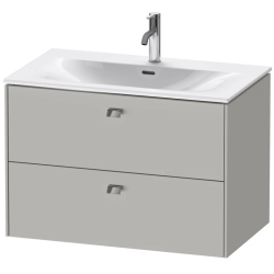 Тумба под раковину Duravit Brioso, 82х47,9х55,5 см, подвесная, 2 выдвижных ящика, ДСП, цвет: бетонно-серый/хром, шкафчик навесной, механизм доводчика, прямоугольная, правая/левая, в ванную комнату