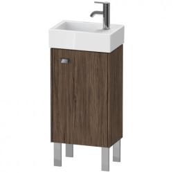 Тумба под раковину Duravit Brioso, 36,4х23,9х57 см, напольная, цвет: орех темный/хром, 1 распашная дверца/одностворчатая, стеклянная полка, ДСП, прямоугольная, правая, в ванную комнату