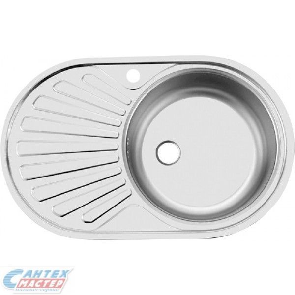 Мойка Ukinox Фаворит 77х48 0,5х170 3 1/2" врезная правая матовый хром FAM770.480 -GT5K 1R