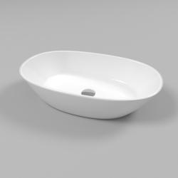Раковина Whitecross Amazon 60х35 см, накладная, из искусственного камня, овальная, цвет белый глянцевый, без отверстия под смеситель, без перелива, умывальник