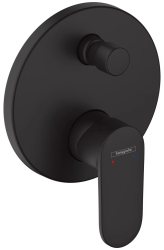 Смеситель для ванны Hansgrohe Vernis Blend скрытого монтажа, настенный/встраиваемый, однорычажный, латунный, без излива, круглый, керамический, цвет матовый черный, без душевого шланга/лейки, с защитной комбинацией EN1717