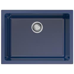 Мойка кухонная Omoikiri Okinoshima 61-U/I-IB Glossy, 46х61 см, врезная, из натуральной керамики (Natceramic), прямоугольная, цвет индиго синий глянцевый, без отверстия под смеситель, без крыла, слив-перелив, врезная в столещницу