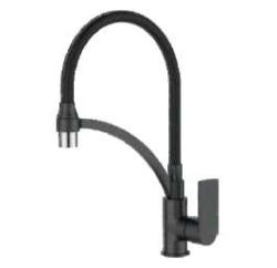 Смеситель для кухни/мойки Accoona, однорычажный, поворотный/гибкий, керамический, длина излива 175 мм, латунь, цвет черный
