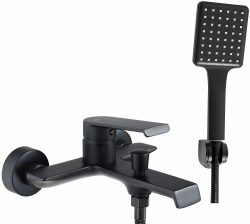 Смеситель для ванны/душа REA HASS настенный, однорычажный, неповоротный, длина излива 180 мм, латунь, цвет черный матовый