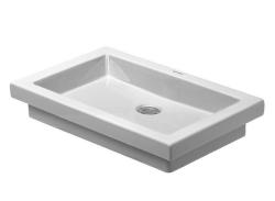Раковина DURAVIT 2nd Floor WonderGliss, 58x41,5х9 см, встраиваемая снизу, шлифованный вариант, прямоугольная, санфарфор, цвет белый, без отверстия под смеситель, антигрязевое покрытие, без перелива