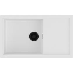 Мойка кухонная Omoikiri Sintesi 86-WH, 50х86 см, врезная, из керамики (Artceramic), прямоугольная, цвет белый, без отверстия под смеситель, с крылом, оборачиваемая, слив-перелив, врезная в столещницу, для кухни