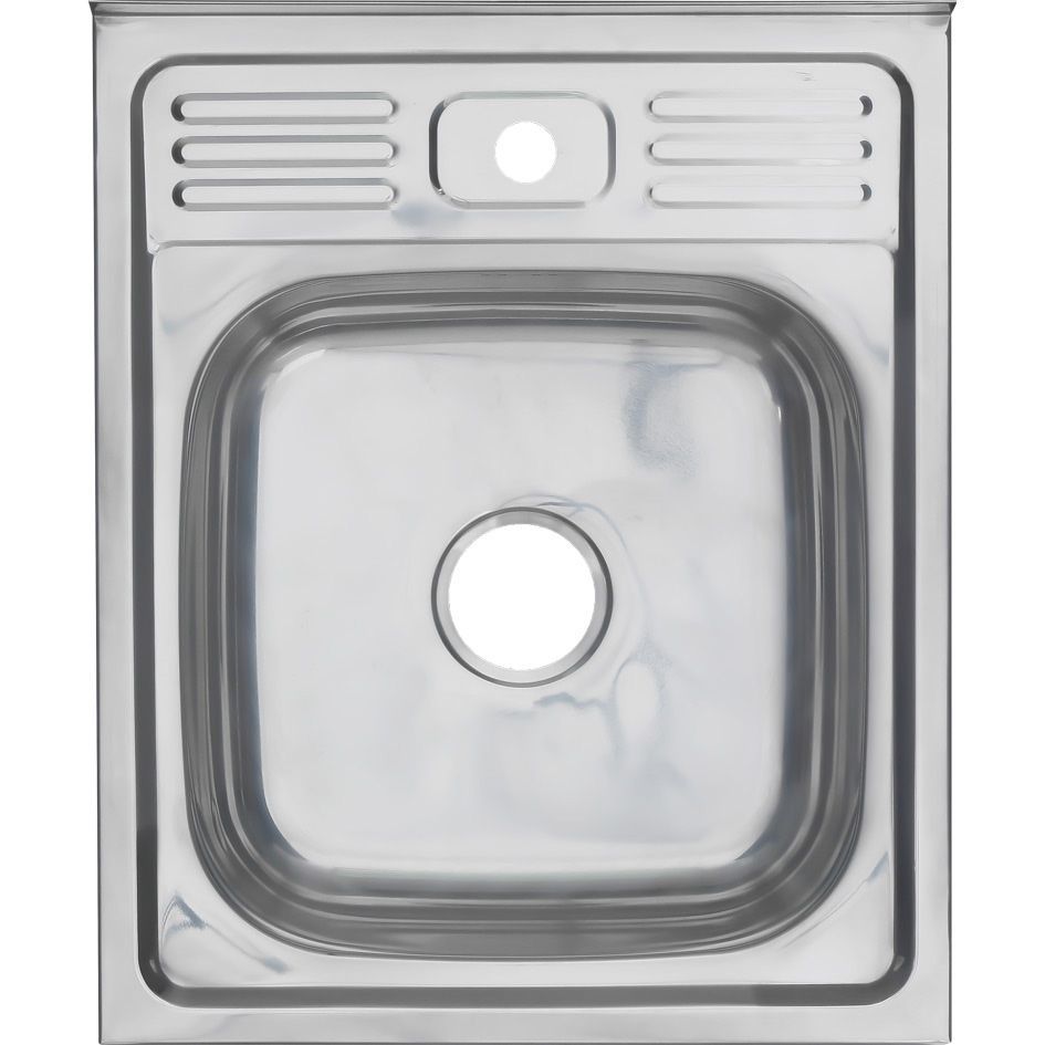 Мойка Sink Light, 50х60 см, толщина 0.6 мм, с крылом, с сифоном, накладная, нержавеющая сталь, прямоугольная, цвет полированная, отверстие под смеситель, для кухни, прямая, встроенная