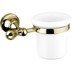 Стакан Cezares OLIMP, с держателем, настенный, латунь/керамика, форма округлая, для зубных щеток в ванную/туалет/душевую кабину, цвет бронза