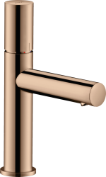 Смеситель для раковины/умывальника Axor Uno 110, однорычажный, с рукояткой zero, фиксированный излив, длина излива 12,3 см, керамический, латунь, цвет полированное красное золото, с незапираемым сливным набором