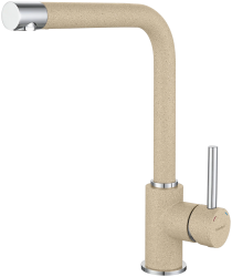 Смеситель для кухни/мойки GranFest, однорычажный, керамический картридж, высокий, с поворотным изливом, длина 200 мм, латунь, цвет бежевый