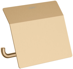 Держатель для туалетной бумаги Hansgrohe AddStoris, с крышкой, настенный, металлический, форма прямоугольная, для туалетной бумаги, в ванную/туалет, цвет шлифованная бронза