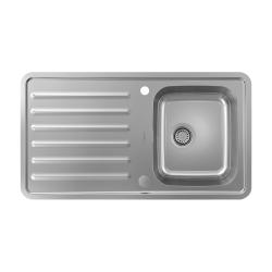 Мойка кухонная Hansgrohe 340/400, S41, S4113-F340, с крылом, оборачиваемая 91,5х50,5х21,5 см, врезная/встраиваемая сверху, нержавеющая сталь, прямоугольная, цвет нержавеющая сталь, 1 отверстие под смеситель, автоматический дренаж с сифоном