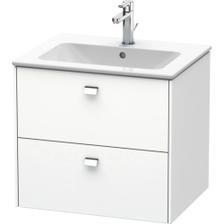 Тумба под раковину Duravit Brioso, 62x47,9x55,3 см, подвесная, 2 выдвижных ящика, ДСП, цвет: белый матовый/хром, шкафчик навесной, механизм доводчика, прямоугольная, правая/левая, в ванную комнату