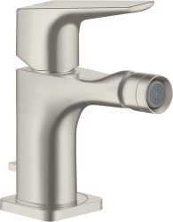 Смеситель для биде Axor Citterio E однорычажный, с рычаговой рукояткой, керамический, фиксированный излив, длина 11,4 см, латунь, цвет под сталь, без шланга/лейки, с донным клапаном