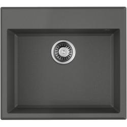 Мойка кухонная Omoikiri Tedori-57-PL, 51х57 см, врезная, из искусственного гранита (Tetogranit), прямоугольная, цвет платина, без отверстия под смеситель, без крыла, слив-перелив, врезная в столещницу, для кухни