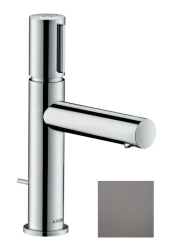 Смеситель для раковины/умывальника Axor Uno Select 110, однорычажный, фиксированный излив, длина излива 12,3 см, керамический, латунь, цвет шлифованный черный хром, со сливным гарнитуром