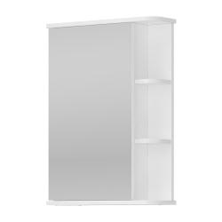 Зеркальный шкаф Volna Twing 50, 50х14,6х70 см, подвесной, цвет белый, зеркало, 1 распашная дверца/открытые полки, прямоугольный, левый/правый, левосторонний/правосторонний
