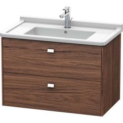 Тумба под раковину Duravit Brioso, 82х46,9х56,3 см, подвесная, 2 выдвижных ящика, ДСП, цвет: орех темный/хром, шкафчик навесной, механизм доводчика, прямоугольная, правая/левая, в ванную комнату